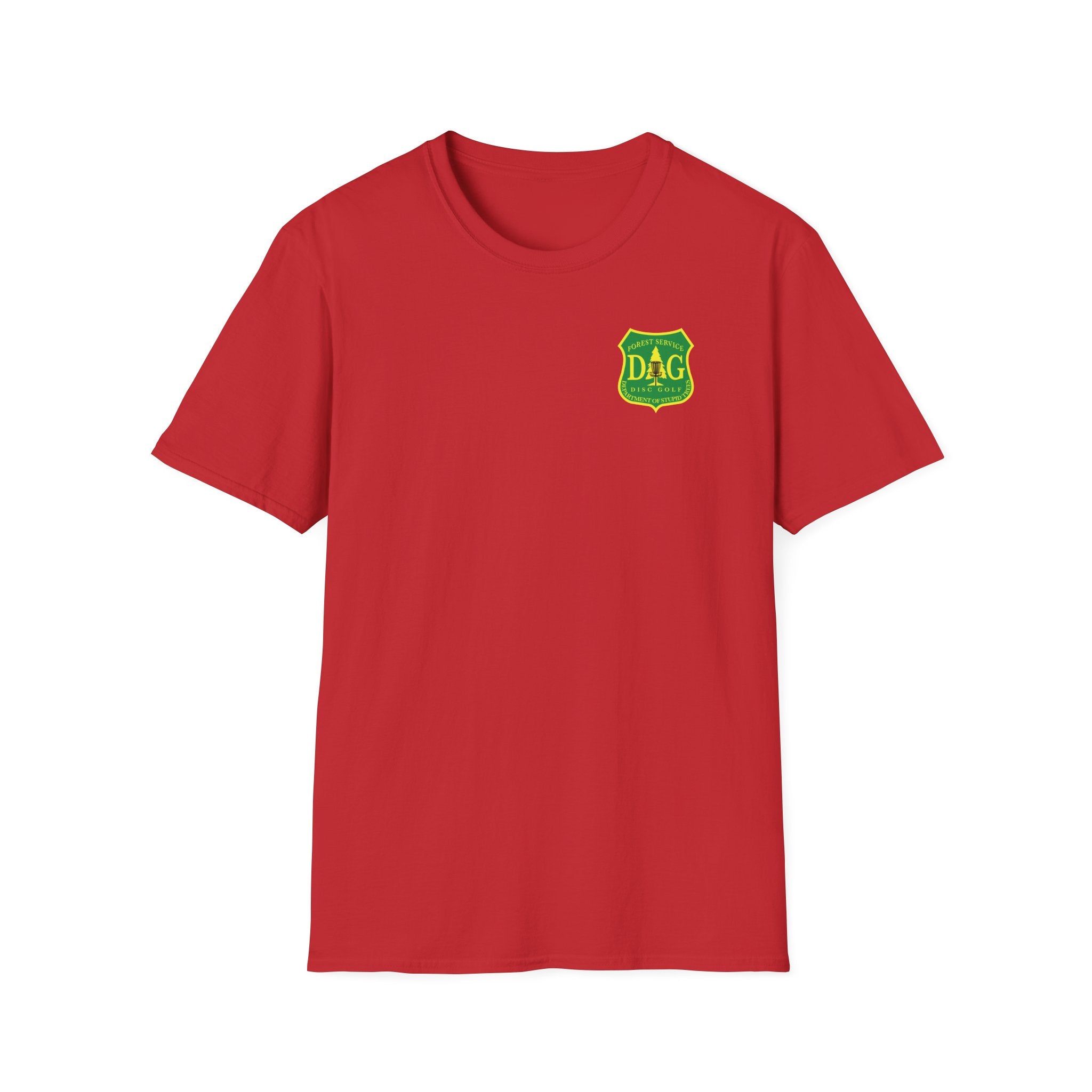 Disc Golf Forest Service Shield T-Shirt —  Department of Stupid Trees Forest Service Graphic Tee